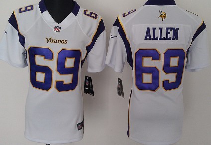 Minnesota Vikings 69 Jared Allen White Game Womens Team Nike Jerseys